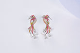 Pink Enamel Rosefinch Dorp Earrings